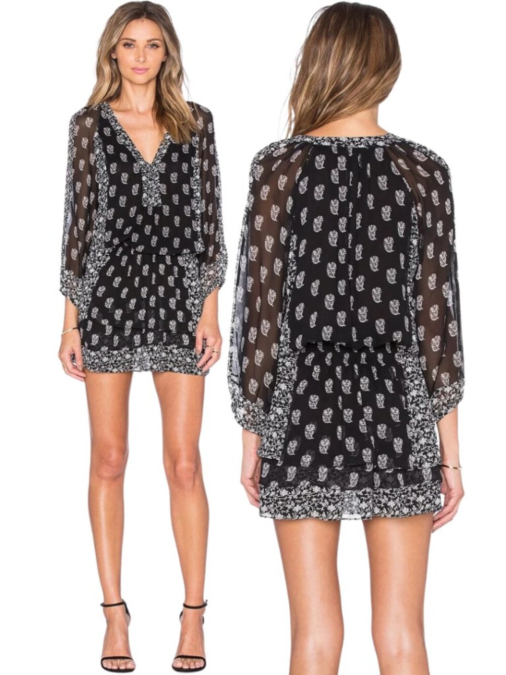Joie Black and White Printed Mini Dress